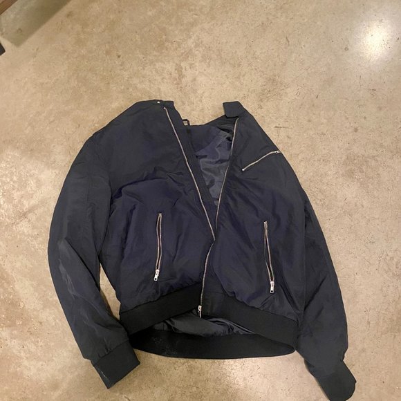 H&M | Mens Nylon-blend Navy Bomber Jacket | XL - Picture 4 of 8